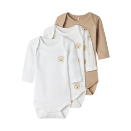 NAME IT Child Romper 3 Pack, Oxford Tan