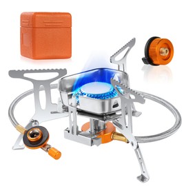 Adiwo Camping Stove 3500 W Gas Stove with Piezo Ignition and Carry Box Gas Camping Stove Portable Gas Burner Windproof Camping Gas Stove for Outdoor Picnic Trekking Hiking