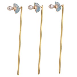 FOMIYES Elegant Burnt Blue Hair Sticks Set of 3 Women's Hair Pins for Bun Hairstyles Smooth Lightweight