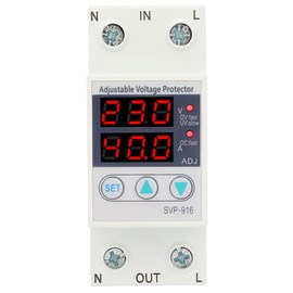 LOCADENCE Voltage Current Protector, Adjustable Single Phase Voltage Protective Device, Voltage Output Stabilizer, Over Voltage Under Voltage Current Protector for Single Phase Powers Equipment (63A)
