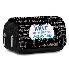 Science Math Pencil Case for Student Boys Girls Classroom Large Capacity Mathematical Formula Pencil Pouch Back to School Supplies Flip Top Pen Bag with 2 Zippered Office Stationery Math Pen Box