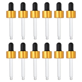 PATIKIL Glass Eye Dropper Caps, 12 Pcs Anodized Aluminum Glass Dropper Closure Top for 15ml(1/2oz) Essential Oils Bottle, Perfume, Lab Experiments, Gold Tone