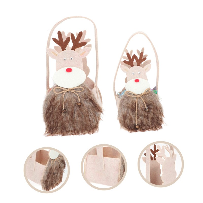 Ciieeo 2sets Cartoon Packing Bags Storage Baskets for Xmas Candy