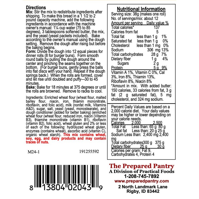 The Prepared Pantry Sunday Dinner Roll Bread Mix; Single Pack;