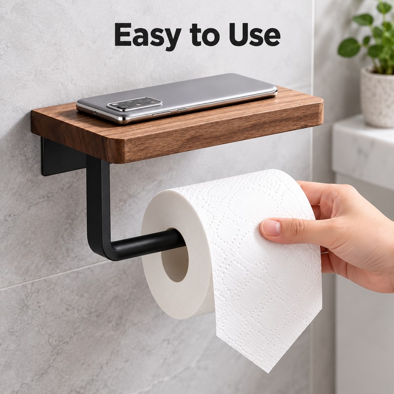 Wooden Toilet Paper Holder Wall Mount – Bathroom WC Roll
