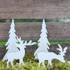 Garden Stake Set 2 Elk - 2 Christmas Trees White