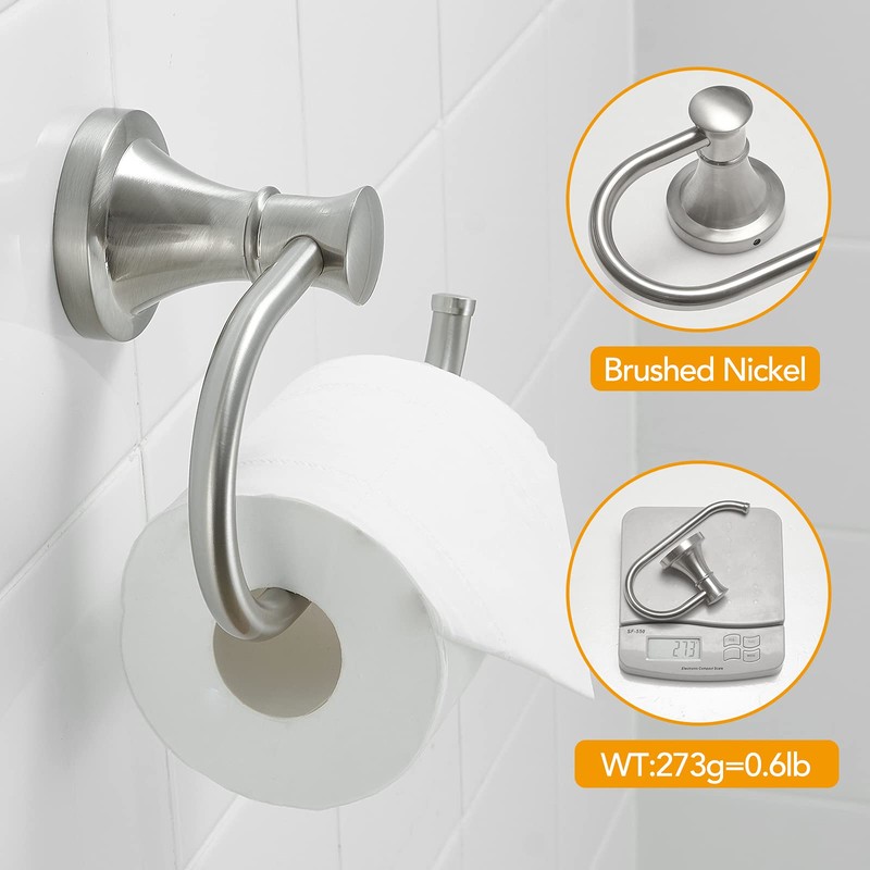 BESy Brushed Nickel Toilet Tissue Paper Holder Brushed Nickel Bathroom