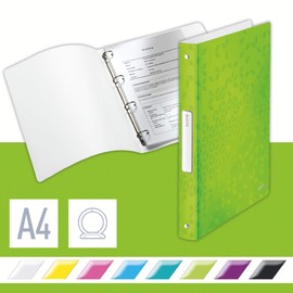 Leitz 42580054 A4 4 Ring Binder, Holds Up to 190 Sheets, WOW Range, 25 mm Spine, Green