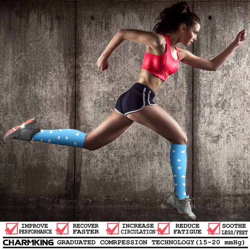 CHARMKING 3 Pairs Open Toe Compression Socks for Women &