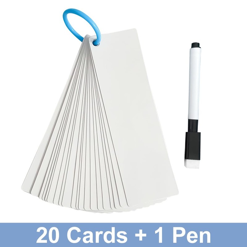 Lachilly 20Pcs Dry Erase Reusable Blank Strip Card, Laminated Reusable