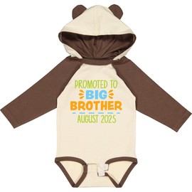 inktastic Promoted To Big Brother August 2025 Long Sleeve Creeper 6 Months Natural & Brown W Ears 4555f