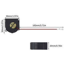 FYSETC 3D Printer Part - SV08 Accessories: Hotend Fan Cooling 50 * 50 * 20mm 24V with Cable 160mm Compatible with SV08 Extruder Heating Block Nozzle Cooler