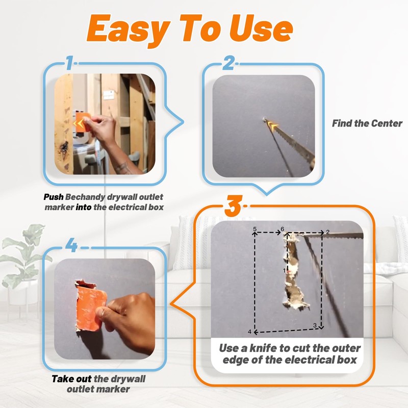 Bechandy 6 Pack Drywall Outlet Marker - No Measuring Needed