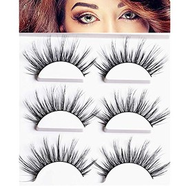 Moyishi 3D Handmade Soft False Lashes Mink Reusable False Eyelashes Extension for Makeup 3 Pairs (3D39)