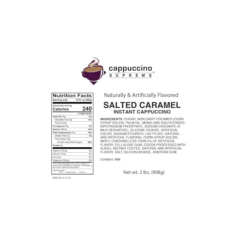 Cappuccino Supreme 2 lb bag Salted Caramel Instant Cappuccino Mix