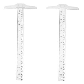 TEHAUX 2pcs Plastic T Shape Ruler Set Double Scale Measuring Tool for Accurate Drafting Design Durable Metric Ruler for Students Professionals