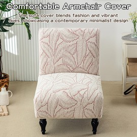 SEAUR Armless Accent Chair Cover Slipper Slipcover Chair Covers for Living Room Dining Removable and Washable Stretch Anti-Fouling Furniture Protector Pink