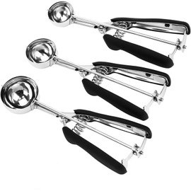 U Chef Juego de 3 Cucharas para Galletas, Cucharas Medidoras, Cucharas para Helado, Cucharas para Masa, Cucharas para Muffins y Albóndigas, de Acero I