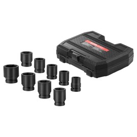 VEVOR Axle Nut Impact Socket Set, 1" Drive 6-Point 9-Piece SAE Spindle Nut Socket Set, CR-MO Heat Treated Large Socket Set with Storage Case, for Auto Repair, Removing or Installing Axle Nuts