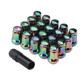 Steel Wheel Lock Nuts Set of 20 M12 x P1.25 for Car and Mini Car 1.3 inch (33 mm) Outer Hexagon Taper 60 4 Hole 5 Hole with 19HEX Socket Short Nut Lug Nuts Racing Nuts Lightweight Anti-Theft