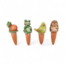 DARO DEKO Animal Watering Cone, Frog, Bird, Snail, Hedgehog, 15 cm, Made of Magnesia Oxide and Clay - Watering Aid and Water Dispenser for Plants - Watering Ball