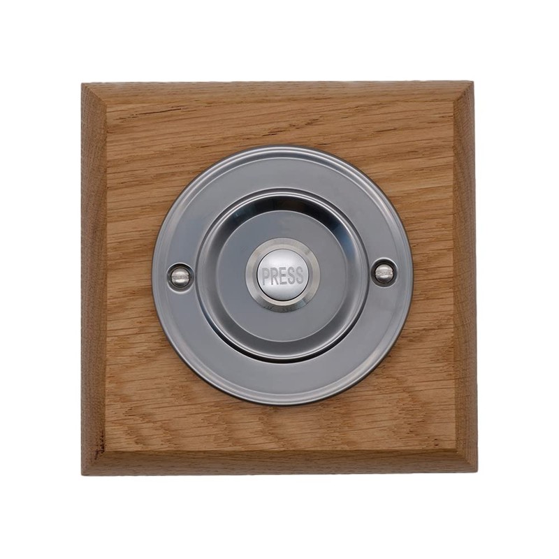 Modern Living Square Wireless Doorbell in Honey and Brushed Nickel