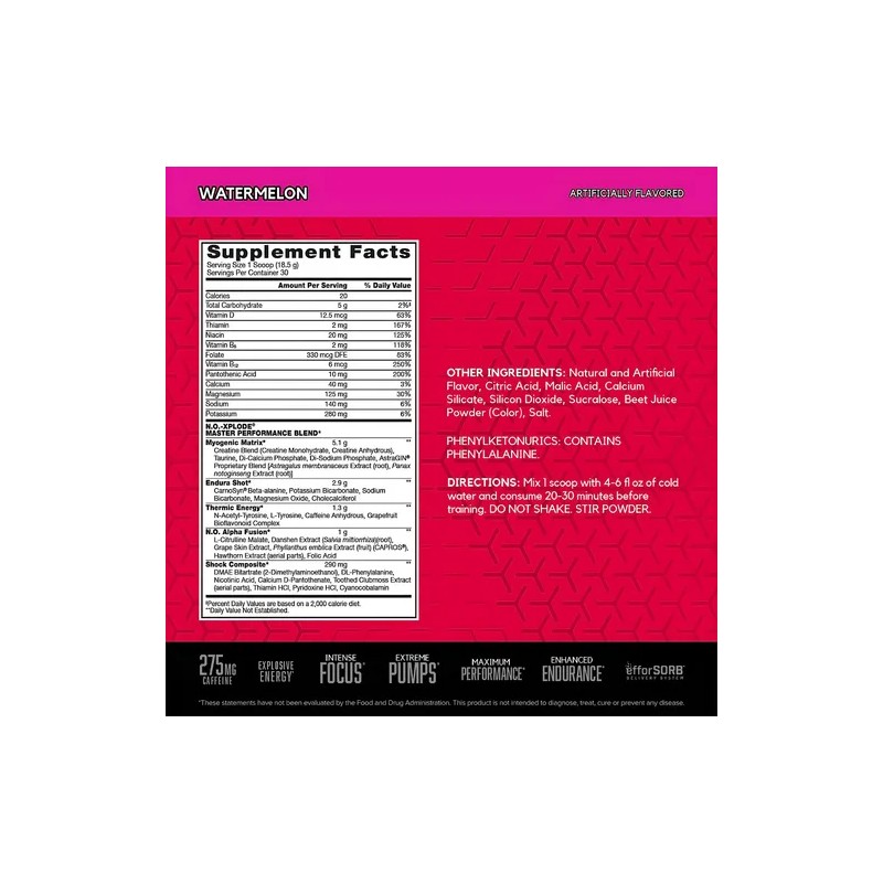 Pre Entreno Bsn No Xplode 30 Servicios Sabor Sandía