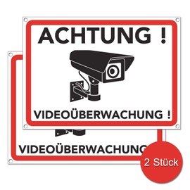 Video Surveillance Sign – Warning Sign for Camera Surveillance – Video Surveillance Sign – This Area is Video Surveillance (20 x 15 cm) (Pack of 2)