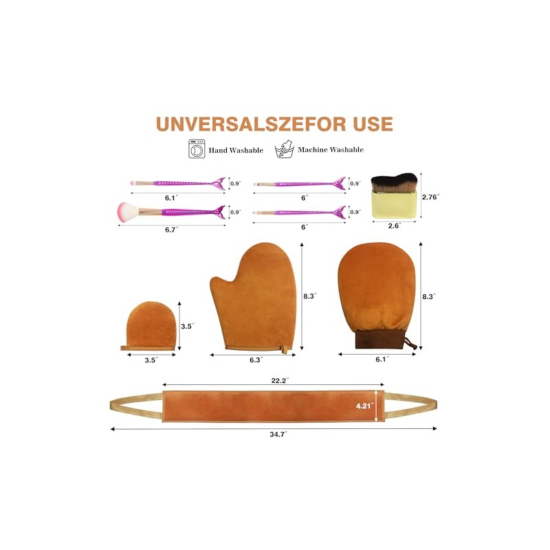 Set Piezas Autobronceador Incluye Guante Exfoliante Aplicador Loción Bronceadora Espalda