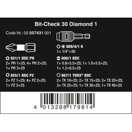 Wera 05057431001 Diamond 1 Bit-Check (30 Piece)