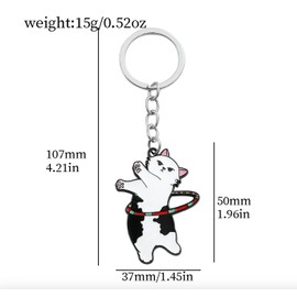 PSL Cat Keyring Kawaii Hula Hoop Cat Keychain Cute Animal Cat Metal Enamel Badge Pendant Keyring Car Backpack Key Holder Jewelry Accessories