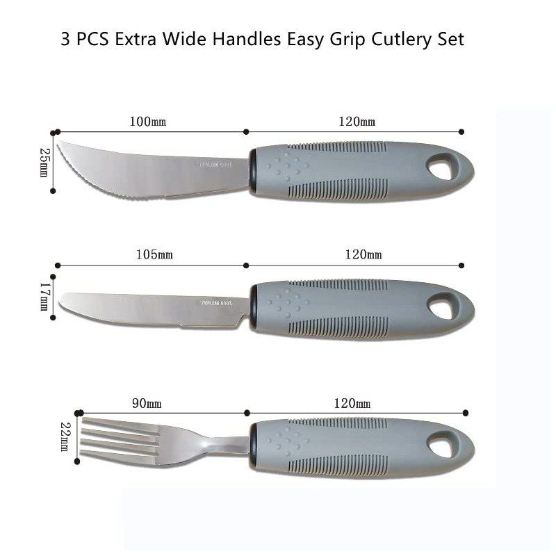 Weighted Extra Wide Handles Easy Grip Cutlery Set, Disability Ideal