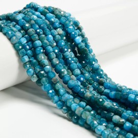Unbranded Natural Dark Blue Apatite Faceted Cube Beads 4-5mm 15.5" Strand
