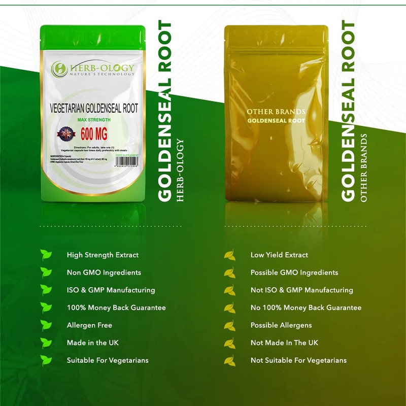Herb-ology.co.uk Nature's Technology HB Goldenseal | 60 Goldenseal Root Capsules