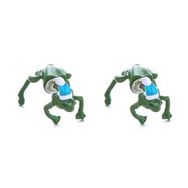 Frog Earrings for Women Hat 3D Cute Frog Stud Earrings Cool Green Frog Small Animal Earrings Party