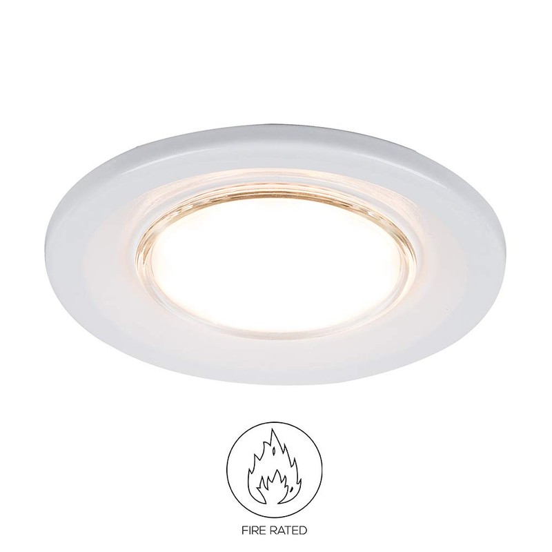 MiniSun | Modern Fire Rated Gloss White GU10 Recessed Ceiling