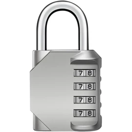 Combination-Lock 4 Digit Outdoors Waterproof Padlock Number Lock for School Gym Locker, Sports Locker, Fence, Gate, Shed,Toolbox, Case, Hasp Storage (Silver)