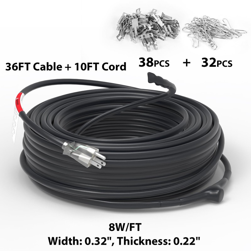 HEATIT 36ft Roof and Gutters Heating Cable with 10ft Lighted