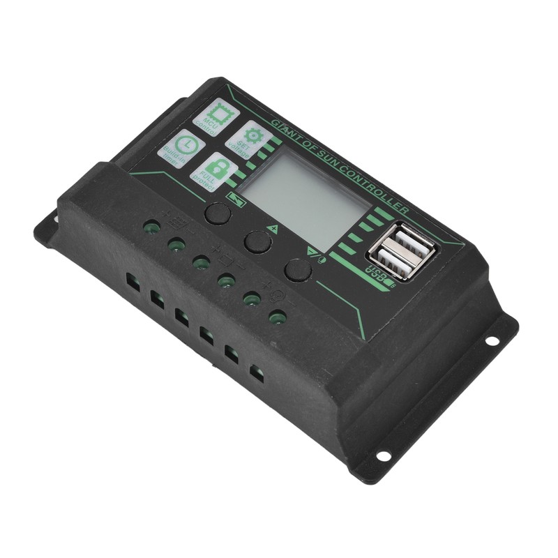 Solar Charge Discharge Controller Adjustable LCD Display PWM Dual USB