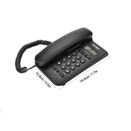 Landline Landline Telephone, Desktop Phone and Corded Wall Phone, FSK/DTMF Dual System, for Home, Hotel, Office (Black)
