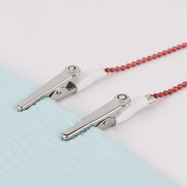3 PCS Dental Bib Holder Clips Ball Tatto Chain Clip Red, Metal Napkin Towel Fixing Holders Adjustable for Kid|Adult|Patient|Dentist, Easy to Use - Lightweight