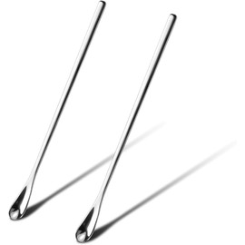 Taicols 2 Long Handled Reptile Powder and Fruit Mixing Food Feeding Spoons Made of Stainless Steel