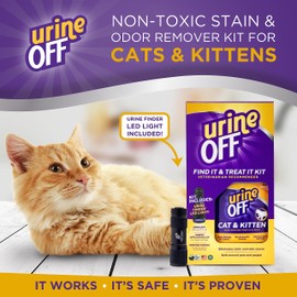 Kitten & Cat Pet Stain Remover & LED Urine Finder Light | Fresh Scent Carpet Cleaner | Bio Enzymatic Stain & Urine Odor Eliminator | Pet Safe Cleaner | 16 oz.
