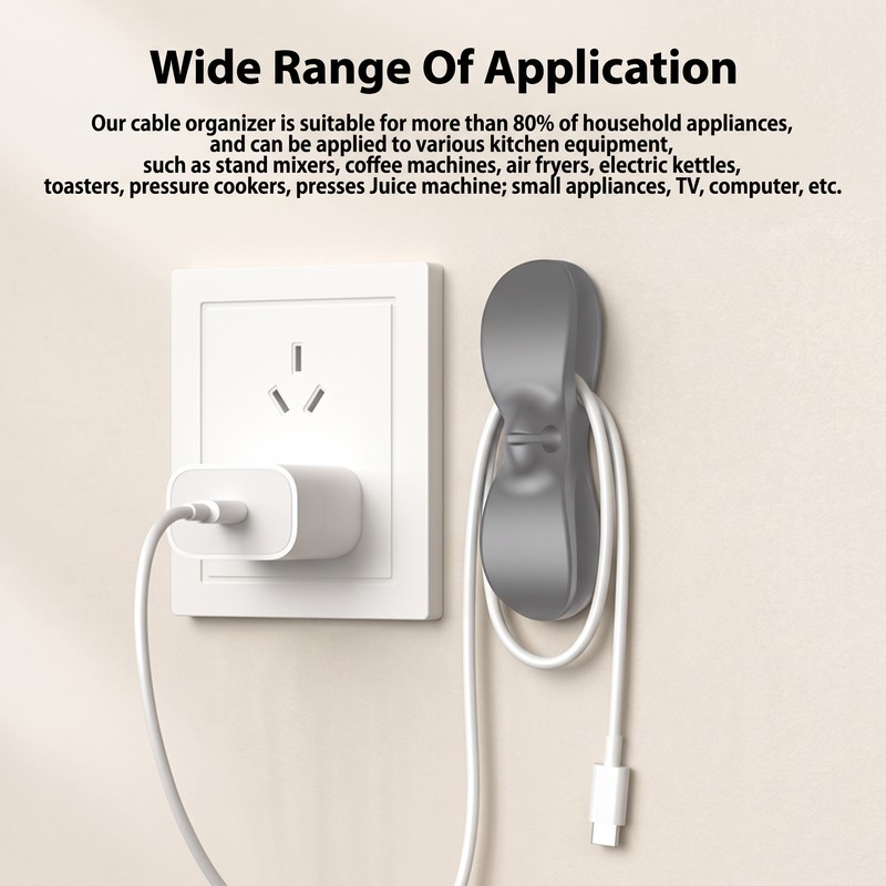 Self-Adhesive Power Cord Organizer & Cable Management Clips – Durable