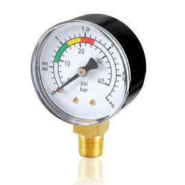 CDDCWZ 1/4 Inch Pool Pressure Gauge, Water Pressure Gauge, Sand Filter System, 0 + 3 Bar/PSI Diameter 50 mm, Precise Water Pressure Gauge for Pool and Fish Ponds