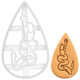 BAKERLOGY Bait with Worm Cookie Cutter - Detailed Cookie Cutter Design for Baking and Crafts, Ideal for Fondant, Dough, Clay