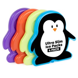 LIVIVO 4 Pack Freezer Blocks - 120g Ice Packs for Cool Bags - Reusable Cool Blocks, BPA Free Mini Lunch Box Ice Packs, for School, Work, Picnics, Travel & Summer Days (Penguin)