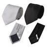 Konaka AM-FOMAL-1 Necktie, Washable Necktie, Silver/Black Set, One Size Fits