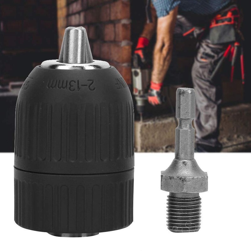 Keyless Drill Chuck Adapter, 1/2-20UNF Keyless Chuck, 2.0-13MM Plastic Shell