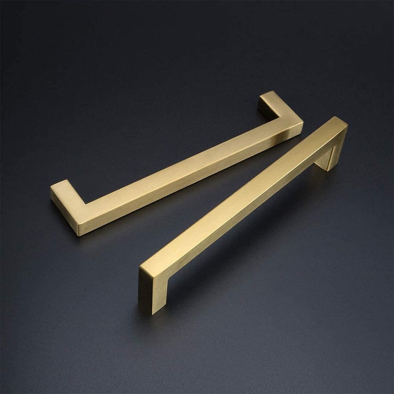 goldenwarm 5 Pack Brushed Brass Cabinet Handles -128mm Modern Gold